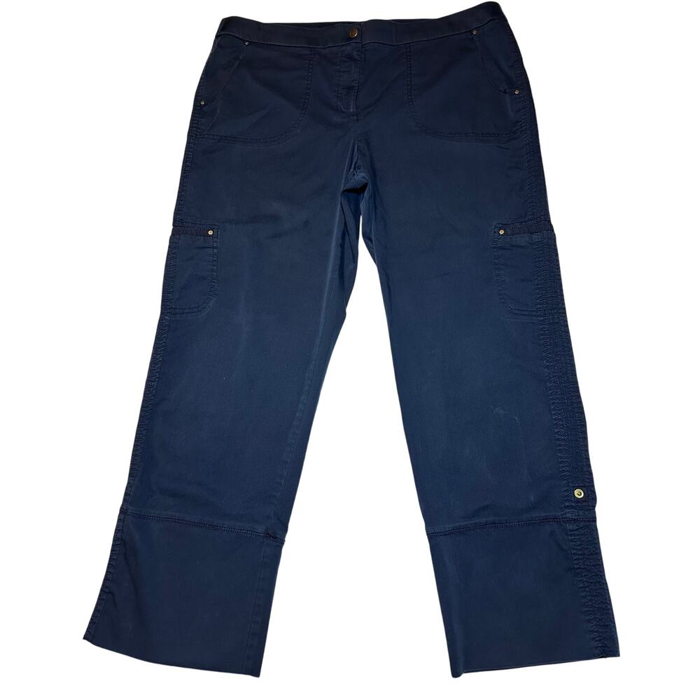 Chico's Women’s Luxe Twill Utility Crop Pants Size 3 US Large 16 Blue